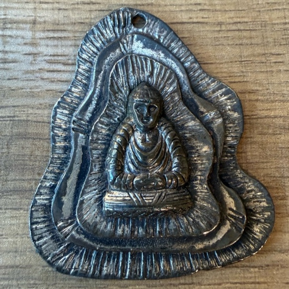 Vintage Metal Buddha Wall Hanging Spiritual Meditation Decor